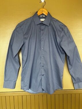 Lucky Brand Slim Fit Stretch Blue Patterned Button-Up Shirt